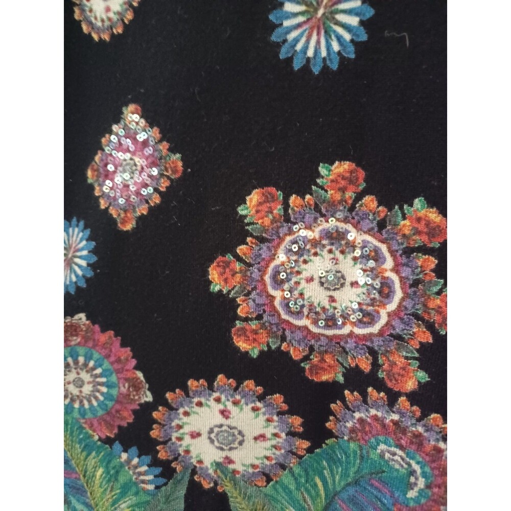 Desigual Sweater Tunic Large Sequin Floral Eclectic Artsy Boho Maximalist - Picture 4 of 8